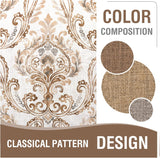 H.VERSAILTEX Farmhouse Floral Curtains for Living Room 84 Inch Length 2 Panles Set Summer Privacy Light Filtering Sheer Curtains Linen Style Drapes, Damask Printed Curtain, Taupe