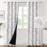 H.VERSAILTEX 100% Blackout Curtains for Living Room Camellia Floral Thermal Insulated Grommet Window Drapes 2 Panels