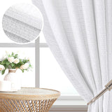 H.VERSAILTEX Boho Linen Curtains for Living Room Linen Textured Bedroom Curtain Light Filtering Back Tab, 52 x 84 inches Long, White, Set of 2 Panels