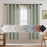 H.VERSAILTEX Natural Linen Curtains 63 inches Long for Living Room 2 Panels Back Tab Loop Pocket Textured Light Filtering Semi Sheer Curtains Rustic Farmhouse Boho Curtain for Bedroom, Sea Grass