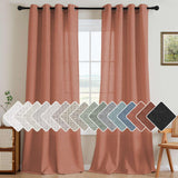 H.VERSAILTEX Natural Linen Curtains 63 inches Long for Living Room 2 Panels Back Tab Loop Pocket Textured Light Filtering Semi Sheer Curtains Rustic Farmhouse Boho Curtain for Bedroom, Sea Grass