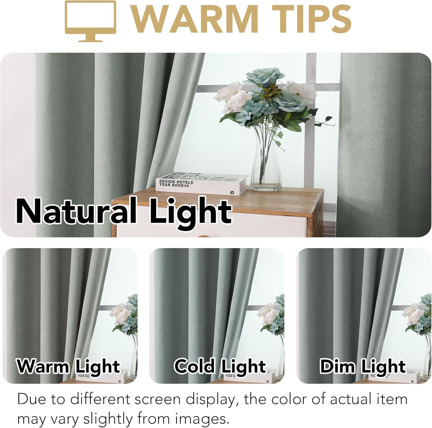 H.VERSAILTEX Linen Curtains with Valance 84 Inch Long 2 Panels Farmhouse Boho Privacy Window Curtains for Living Room Bedroom Ring/Rod Pocket Privacy Light Filtering Drapes, 52x 84 Inch, Heather Sage