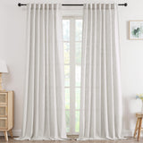 H.VERSAILTEX Light Filtering Linen Curtains 84 Inch for Bedroom, Pale Oak