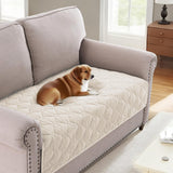 H.VERSAILTEX Couch Cover Chenille Pet Fuzzy Sofa Covers for 3 Cushion Couch Anti Slip Washable Sofa Slipcovers with Strap Soft Couch Protector Cover for Dogs Cats Kids(36" x 74",Khaki)