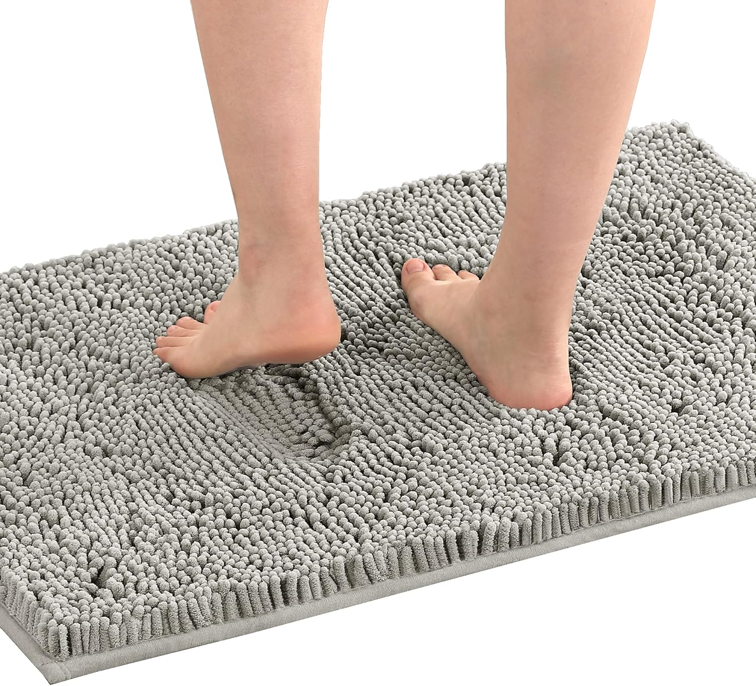 H.VERSAILTEX Bath Mat Bath Rug for Bathroom Luxury Chenille Bathroom Rug Mat Extra Soft and Absorbent Microfiber Shaggy Rugs Non Slip Rug Quick Dry Bath Mat Washable, 24 x 36 Inches, Dove Gray