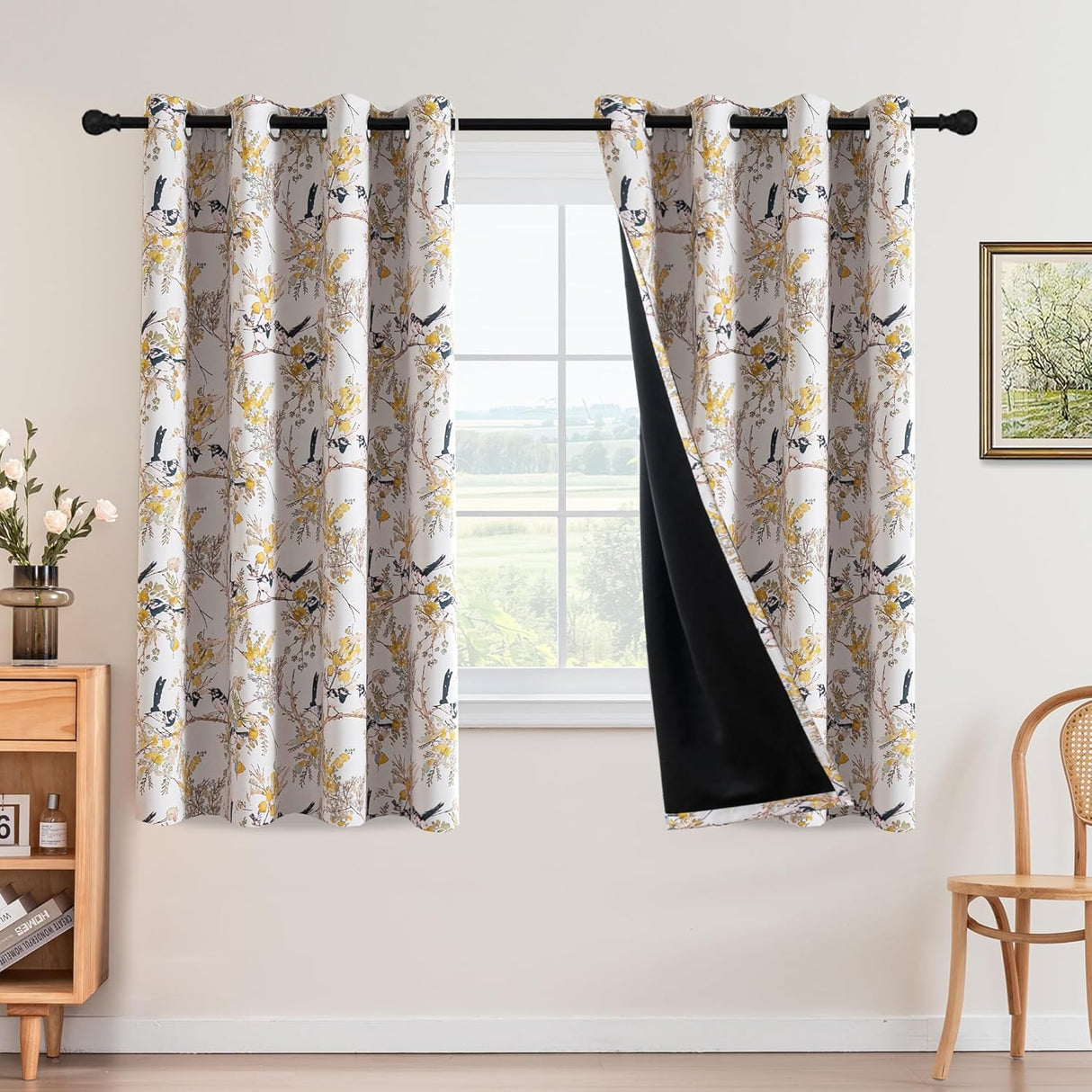 H.VERSAILTEX Floral 100% Blackout Vintage Curtains Patterned Thermal Insulated Grommet Window Drapes