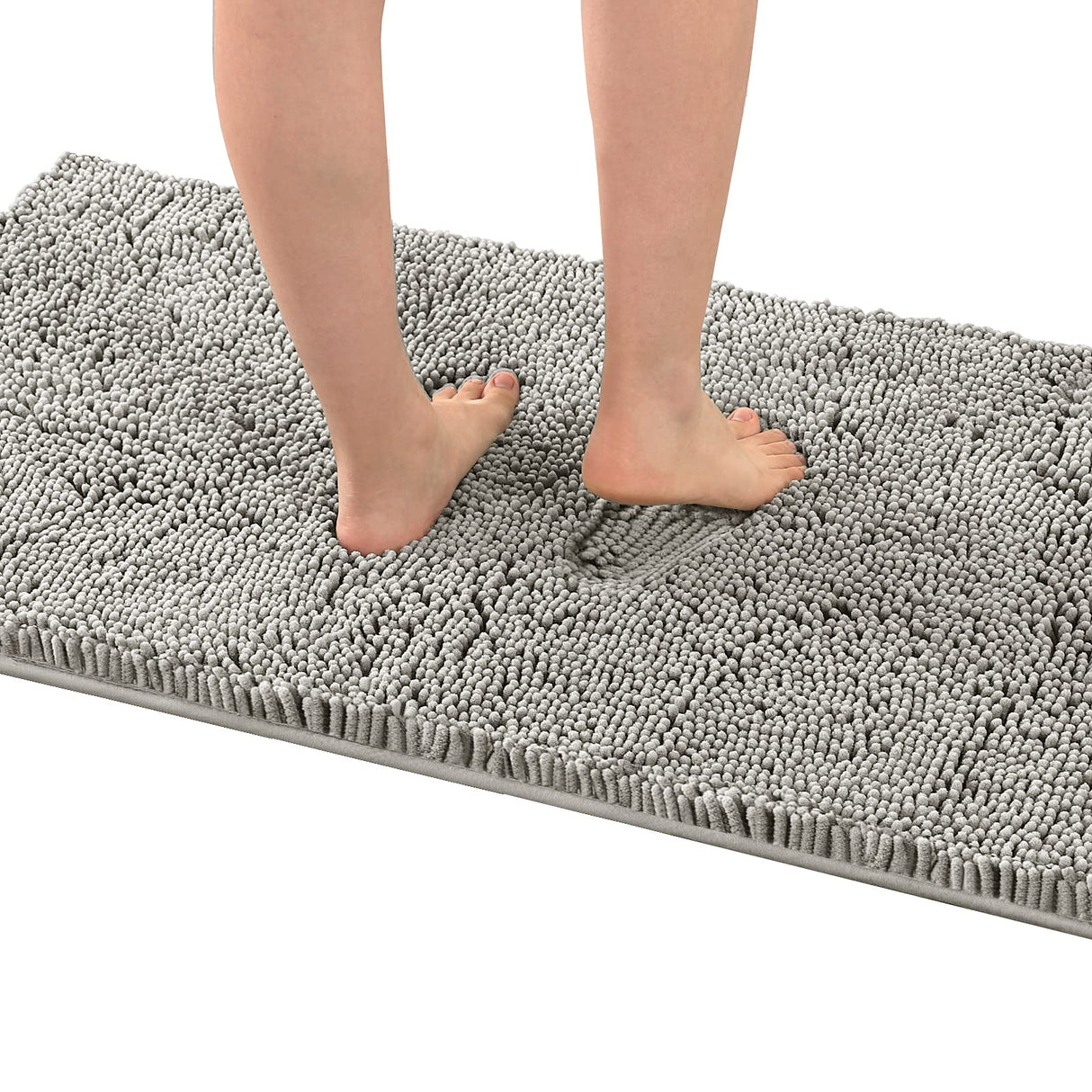 H.VERSAILTEX Bath Mat Bath Rug for Bathroom Luxury Chenille Bathroom Rug Mat Extra Soft and Absorbent Microfiber Shaggy Rugs Non Slip Rug Quick Dry Bath Mat Washable, 24 x 36 Inches, Dove Gray