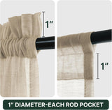 H.VERSAILTEX Linen French Door Curtains Semi Sheer Light Reducing Privacy Doors Window Cover with Tieback | Rod Pocket 1 Panel Door Shades for Glass Living Room Doorways,52" W x 72" L,Linen