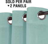 H.VERSAILTEX Linen Sheer Curtains 84 Inch Length Semi Sheer Curtains for Living Room Light Filtering Curtains, 2 Panels (52" W x 84" L, Sea Mist)