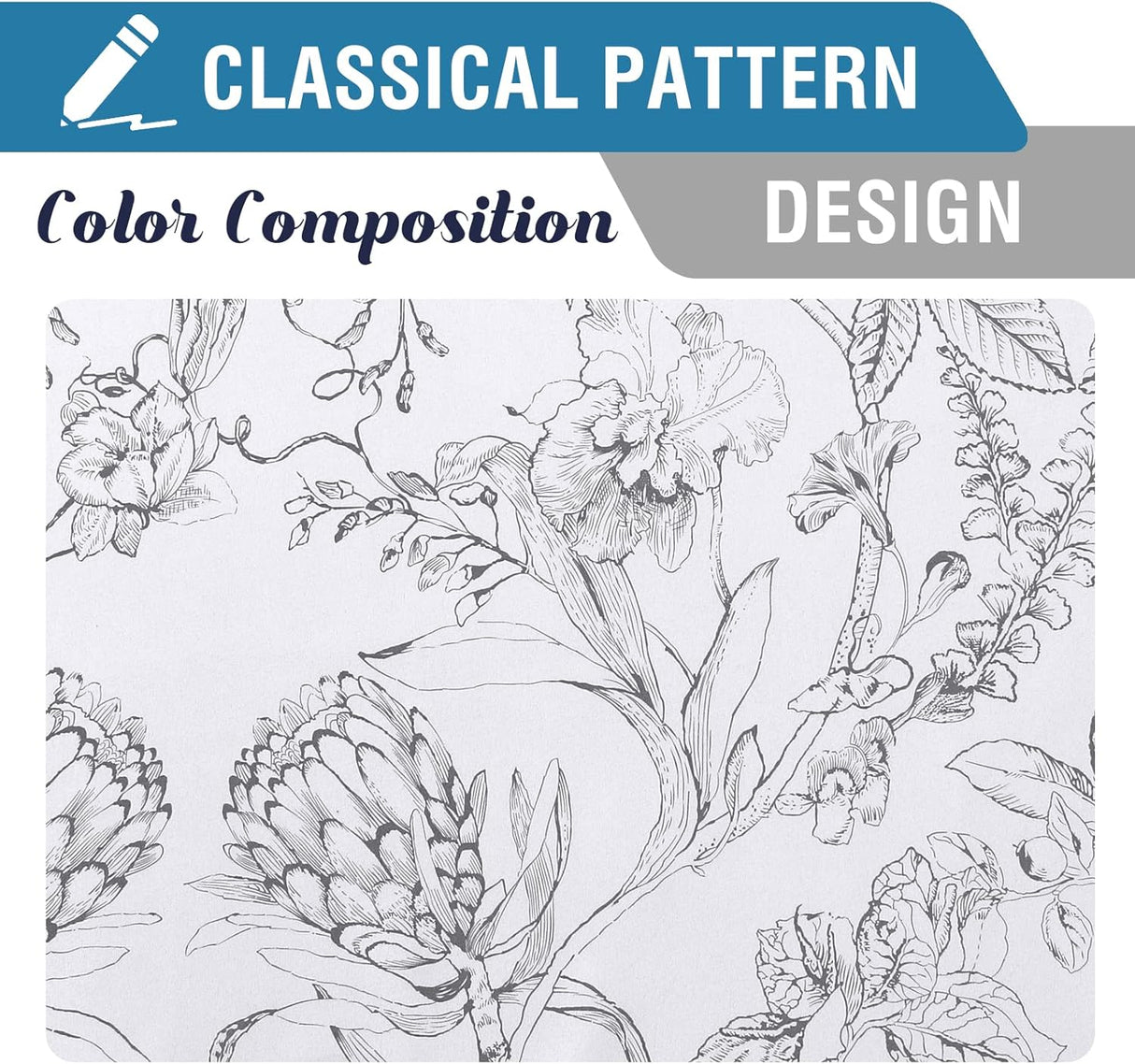 H.VERSAILTEX 100% Blackout Curtains for Living Room Camellia Floral Thermal Insulated Grommet Window Drapes 2 Panels