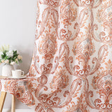 H.VERSAILTEX Farmhouse Floral Curtains for Living Room 84 Inch Length 2 Panles Set Summer Privacy Light Filtering Sheer Curtains Linen Style Drapes, Damask Printed Curtain, Taupe
