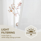 H.VERSAILTEX Boho Linen Curtains for Living Room Linen Textured Bedroom Curtain Light Filtering Back Tab, 52 x 84 inches Long, White, Set of 2 Panels