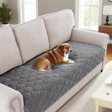 H.VERSAILTEX Couch Cover Chenille Pet Fuzzy Sofa Covers for 3 Cushion Couch Anti Slip Washable Sofa Slipcovers with Strap Soft Couch Protector Cover for Dogs Cats Kids(36" x 74",Khaki)