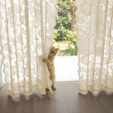 H.VERSAILTEX Cream Beige Lace Curtains 84 Inches Long 2 Panels, Rod Pocket