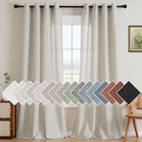 H.VERSAILTEX Natural Linen Curtains 63 inches Long for Living Room 2 Panels Back Tab Loop Pocket Textured Light Filtering Semi Sheer Curtains Rustic Farmhouse Boho Curtain for Bedroom, Sea Grass