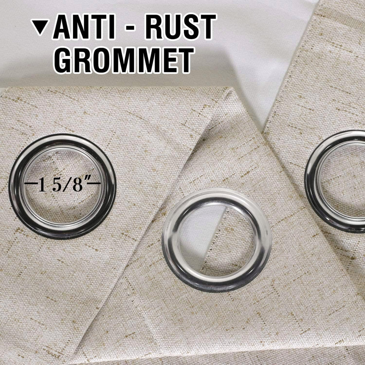 Linen Blackout Thermal Insulated  White Liner Grommet Top Curtains