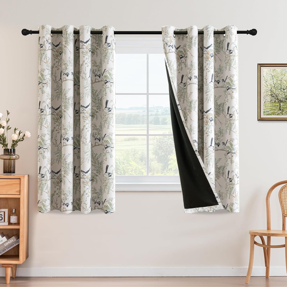 H.VERSAILTEX Floral 100% Blackout Vintage Curtains Patterned Thermal Insulated Grommet Window Drapes