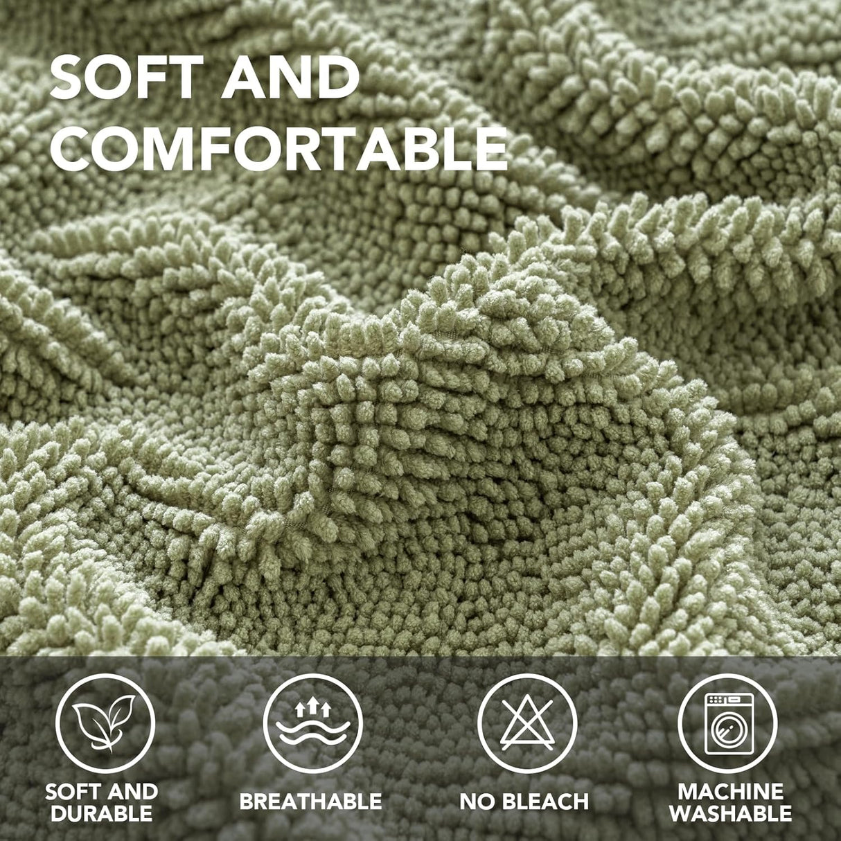 H.VERSAILTEX Non Slip Pet Couch Cover Chenille Dog Bed Protector Thick Soft Sofa Slipcover Pet Friendly Washable Couch Cushion Covers for Pets (30" x 53", Sage)