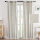 H.VERSAILTEX Light Filtering Linen Curtains 84 Inch for Bedroom, Pale Oak
