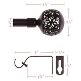 H.VERSAILTEX Single Retractable Curtain Rod for Windows 66"-120"，3/4 Inch Diameter Carved Hollow Ball Tail,Bronze