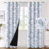 H.VERSAILTEX 100% Blackout Curtains for Living Room Camellia Floral Thermal Insulated Grommet Window Drapes 2 Panels