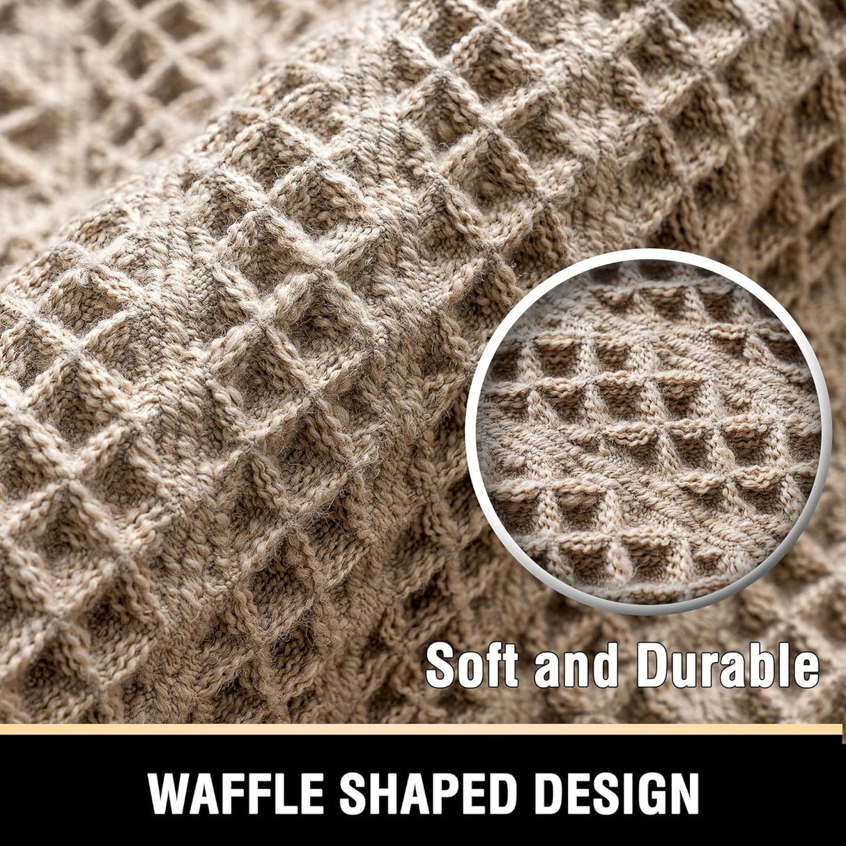 H.VERSAILTEX Waffle Boho Bath Mat – Super Absorbent, Non-Slip & Quick Dry