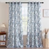 H.VERSAILTEX Linen Blend Curtains for Living Room Printed Floral Curtain Grommet Farmhouse Flower Patterned Drapes Window Treatment Panels Set of 2 Panels, 52" W x 84" L, Iberra Sesame - Taupe