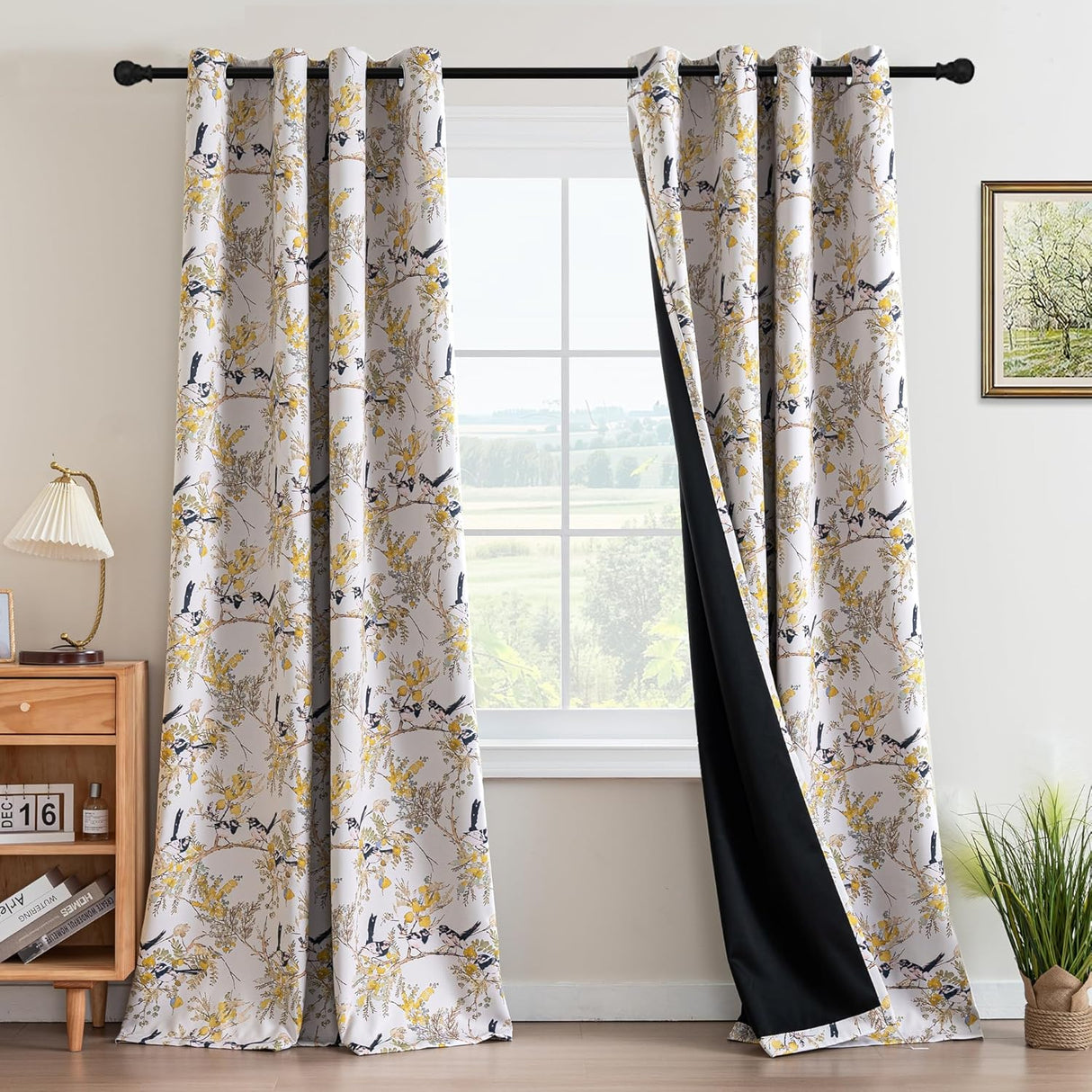 H.VERSAILTEX Floral 100% Blackout Vintage Curtains Patterned Thermal Insulated Grommet Window Drapes