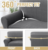 H.VERSAILTEX Jacquard Waterproof Sofa Slipcover – Stretch Couch Cover with Elastic Bottom