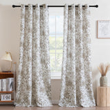 H.VERSAILTEX Linen Blend Curtains for Living Room Printed Floral Curtain Grommet Farmhouse Flower Patterned Drapes Window Treatment Panels Set of 2 Panels, 52" W x 63" L, Retro Floral - Brown