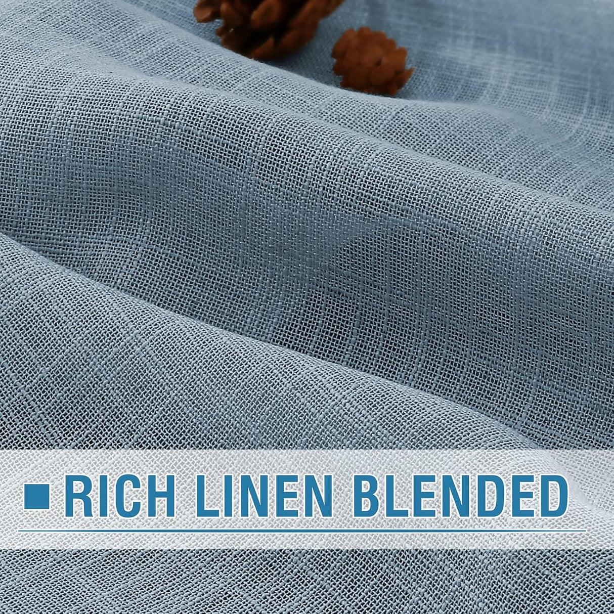 H.VERSAILTEX Linen Blended Curtains 84 Inches Long for Living Room and Bedroom - Light Filtering Rod Pocket, Burlap Textured, 2 Panel Sets, Stone Blue