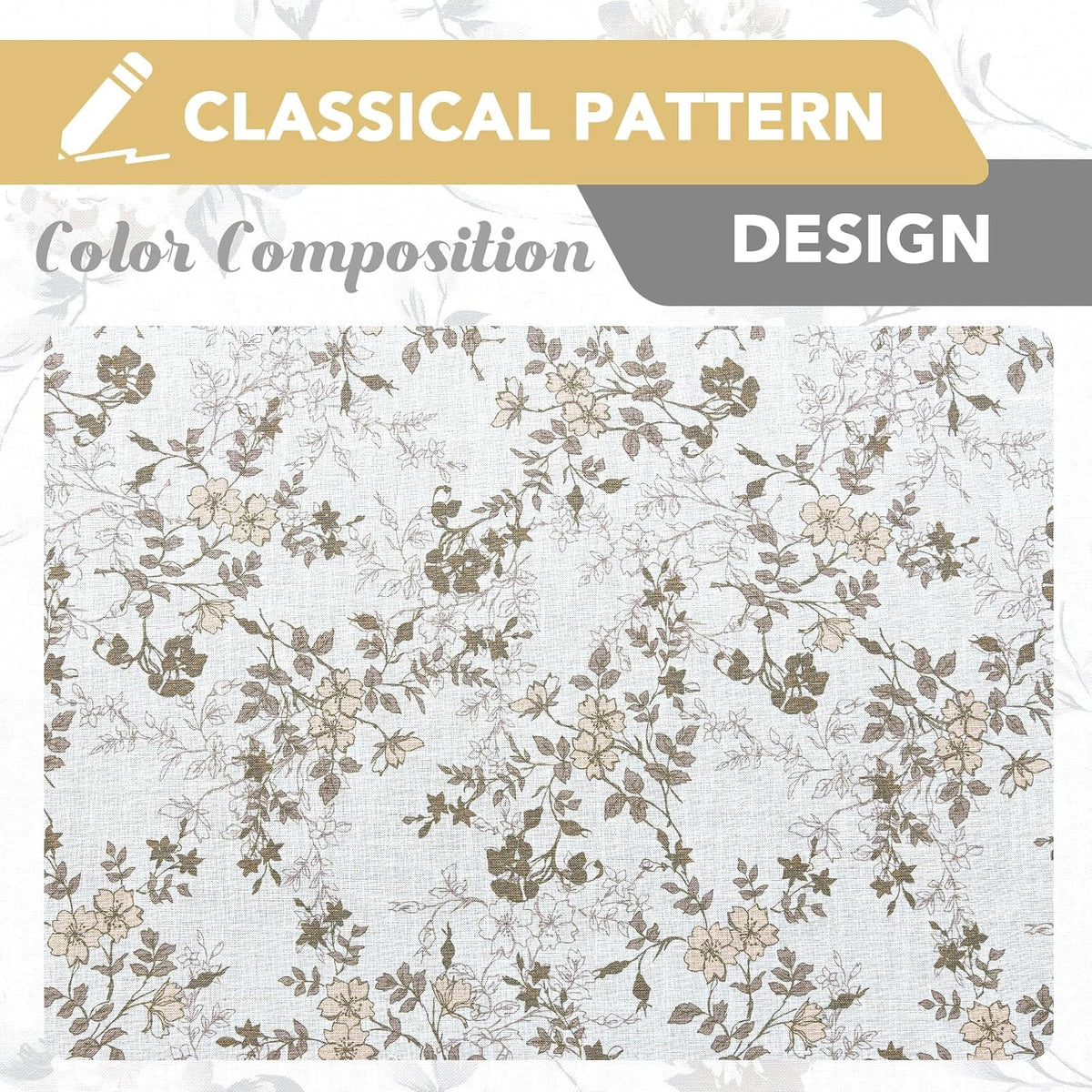 H.VERSAILTEX Linen Blend Curtains for Living Room Printed Floral Curtain Grommet Farmhouse Flower Patterned Drapes Window Treatment Panels Set of 2 Panels, 52" W x 63" L, Retro Floral - Brown