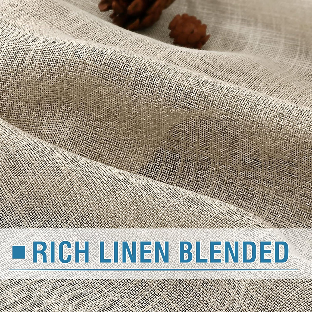 H.VERSAILTEX Linen Blended Curtains - Natural Linen Textured, Light Filtering Nickel Grommet 2 Panel Sets, 52" x 84", Angora for Living Room & Bedroom