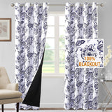 H.VERSAILTEX 100% Blackout Curtains for Living Room Camellia Floral Thermal Insulated Grommet Window Drapes 2 Panels