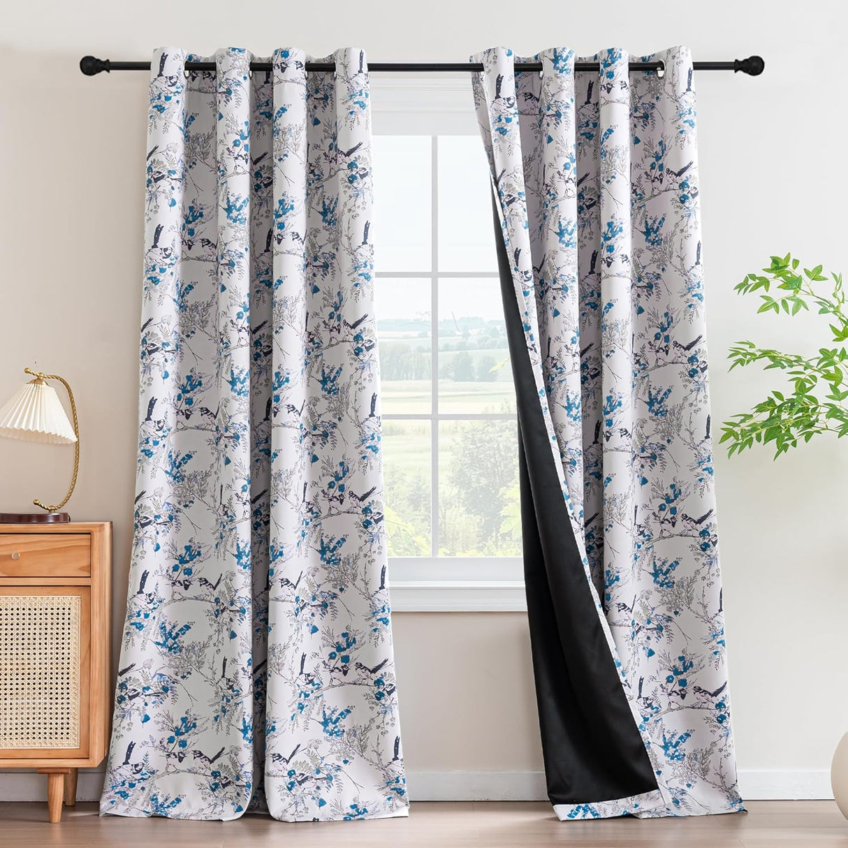 H.VERSAILTEX Floral 100% Blackout Vintage Curtains Patterned Thermal Insulated Grommet Window Drapes