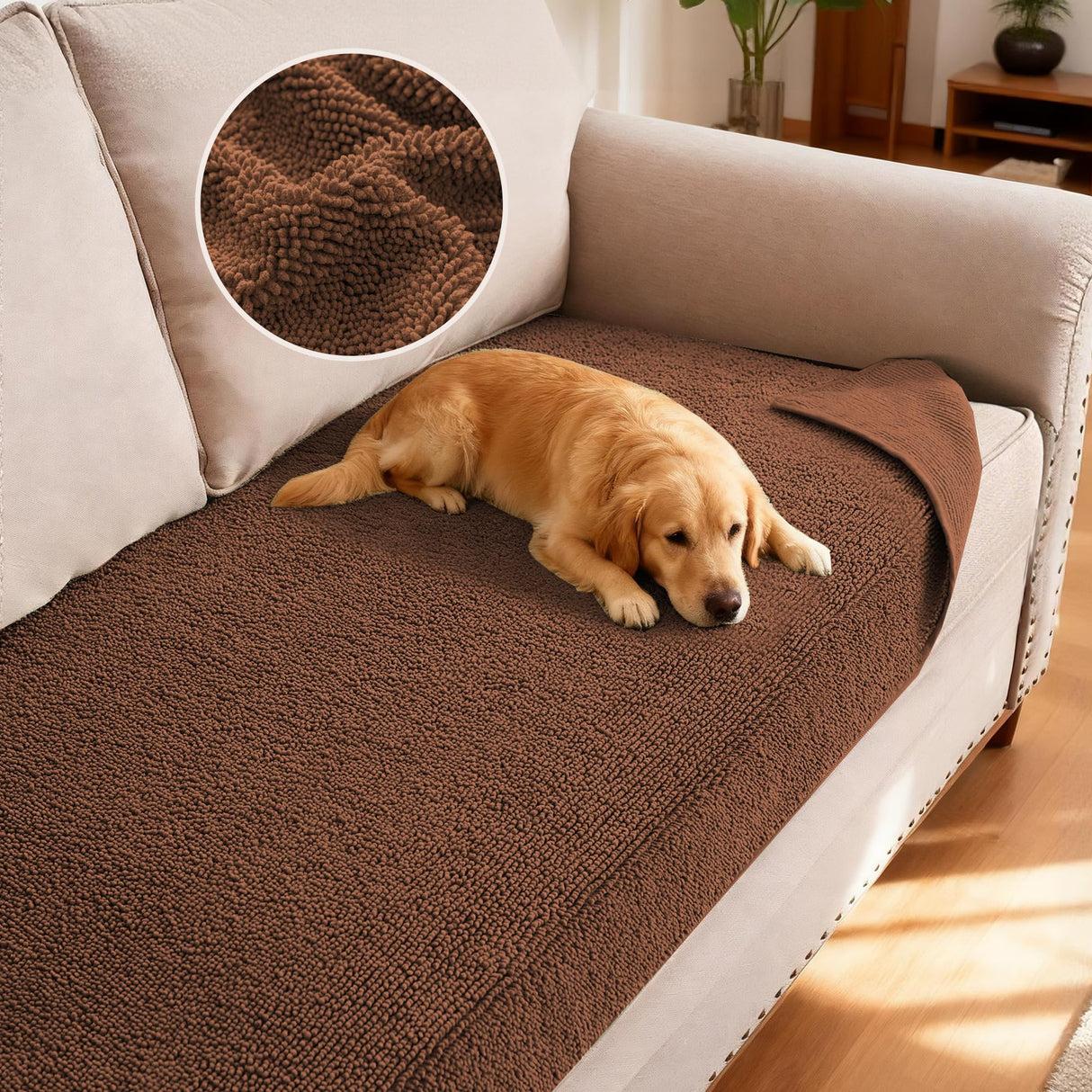 H.VERSAILTEX Non Slip Pet Couch Cover Chenille Dog Bed Protector Thick Soft Sofa Slipcover Pet Friendly Washable Couch Cushion Covers for Pets (30" x 53", Sage)
