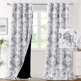 H.VERSAILTEX 100% Blackout Curtains for Living Room Camellia Floral Thermal Insulated Grommet Window Drapes 2 Panels