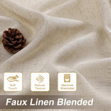 H.VERSAILTEX Linen Curtains with Attached Valance 95 Inch Length for Living Room Boho Window Drapes 2 Panels Set for Farmhouse Semi-Sheer Treatments Rod Pocket/Ring Top for Bedroom 52 x 95 Inch, Linen