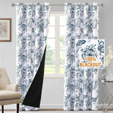 H.VERSAILTEX 100% Blackout Curtains for Living Room Camellia Floral Thermal Insulated Grommet Window Drapes 2 Panels