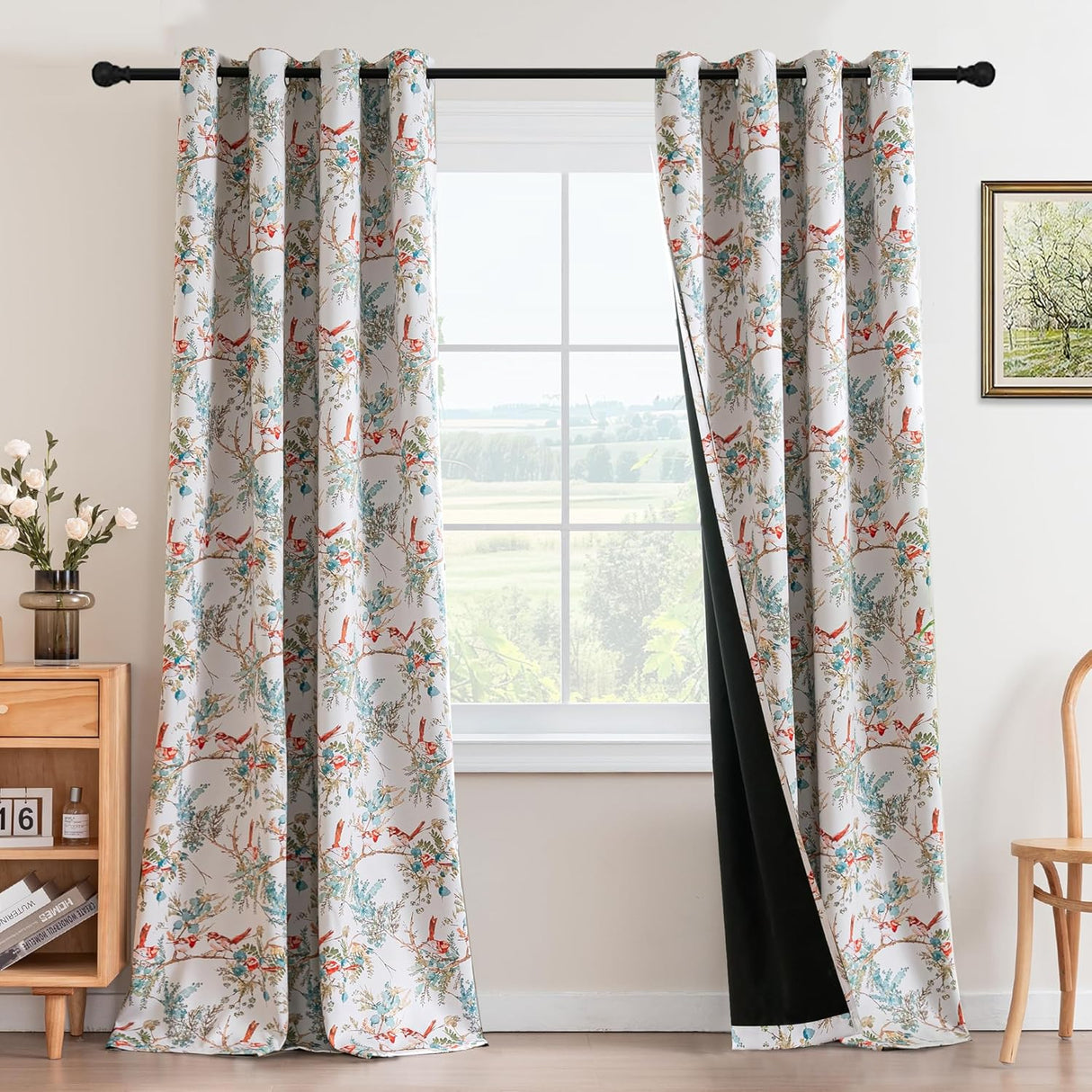H.VERSAILTEX Floral 100% Blackout Vintage Curtains Patterned Thermal Insulated Grommet Window Drapes