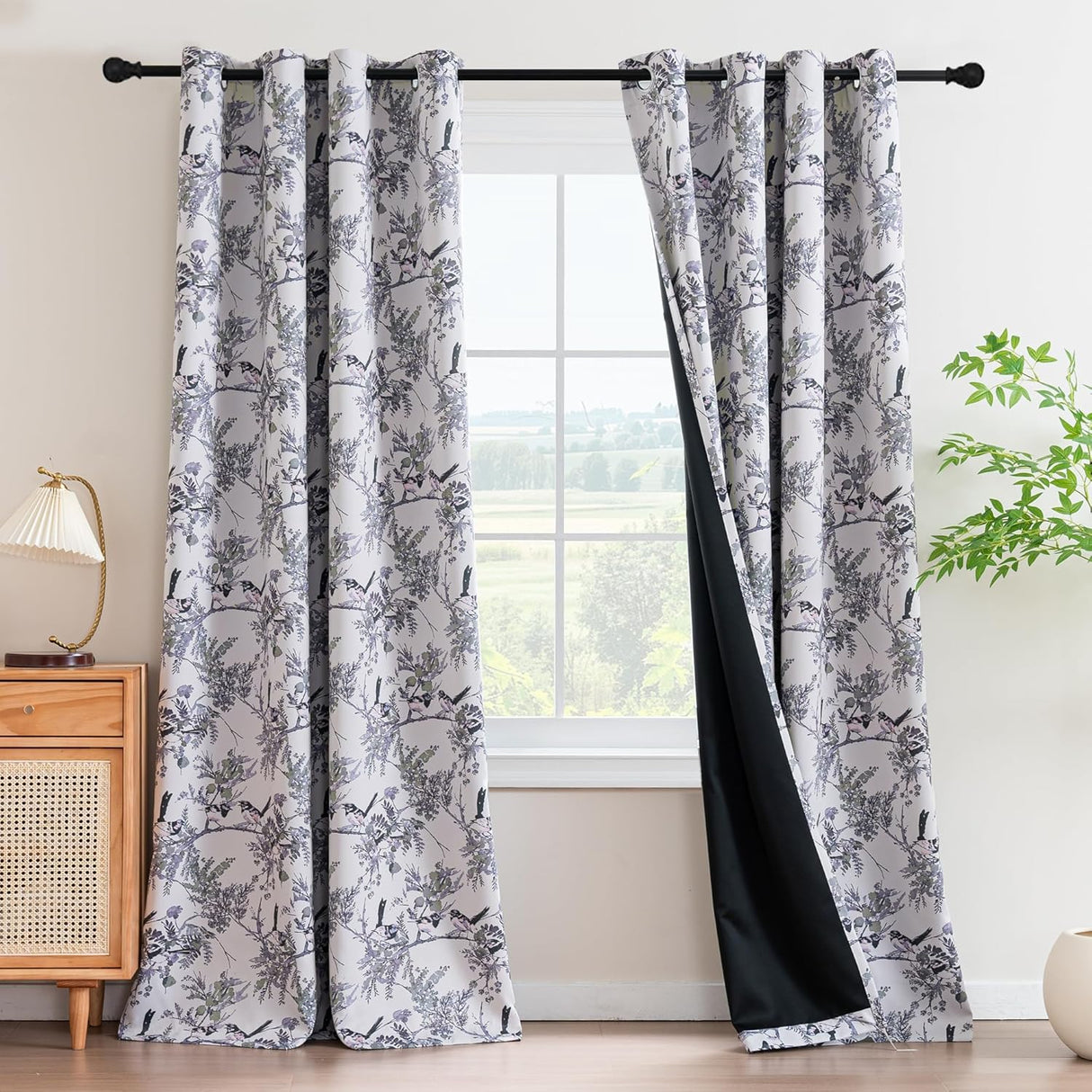 H.VERSAILTEX Floral 100% Blackout Vintage Curtains Patterned Thermal Insulated Grommet Window Drapes