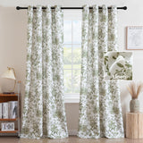 H.VERSAILTEX Linen Blend Curtains for Living Room Printed Floral Curtain Grommet Farmhouse Flower Patterned Drapes Window Treatment Panels Set of 2 Panels, 52" W x 63" L, Retro Floral - Brown