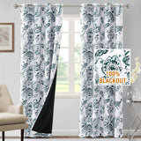 H.VERSAILTEX 100% Blackout Curtains for Living Room Camellia Floral Thermal Insulated Grommet Window Drapes 2 Panels