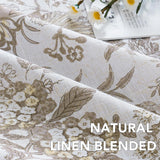 H.VERSAILTEX Linen Blend Curtains for Living Room Printed Floral Curtain Grommet Farmhouse Flower Patterned Drapes Window Treatment Panels Set of 2 Panels, 52" W x 84" L, Iberra Sesame - Taupe