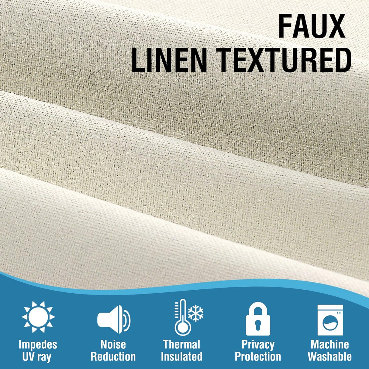 H.VERSAILTEX 100% Blackout Linen Curtains Thermal Insulated Textured Burlap Grommet Window Drapes 2 Panels