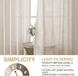 H.VERSAILTEX Linen Curtains with Attached Valance 95 Inch Length for Living Room Boho Window Drapes 2 Panels Set for Farmhouse Semi-Sheer Treatments Rod Pocket/Ring Top for Bedroom 52 x 95 Inch, Linen