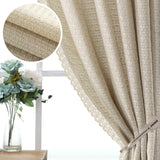 H.VERSAILTEX Boho Linen Curtains for Living Room Linen Textured Bedroom Curtain Light Filtering Back Tab, 52 x 84 inches Long, White, Set of 2 Panels