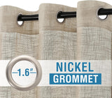 H.VERSAILTEX Linen Blended Curtains - Natural Linen Textured, Light Filtering Nickel Grommet 2 Panel Sets, 52" x 84", Angora for Living Room & Bedroom