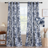 H.VERSAILTEX Linen Blend Curtains for Living Room Printed Floral Curtain Grommet Farmhouse Flower Patterned Drapes Window Treatment Panels Set of 2 Panels, 52" W x 84" L, Belinna Floral - Orange