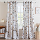 H.VERSAILTEX Linen Blend Curtains for Living Room Printed Floral Curtain Grommet Farmhouse Flower Patterned Drapes Window Treatment Panels Set of 2 Panels, 52" W x 84" L, Belinna Floral - Orange